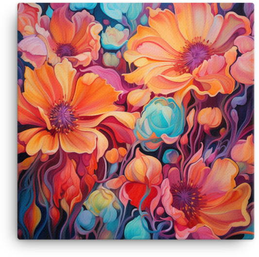 Abstract Floral Symphony in Vivid Colors Canvas