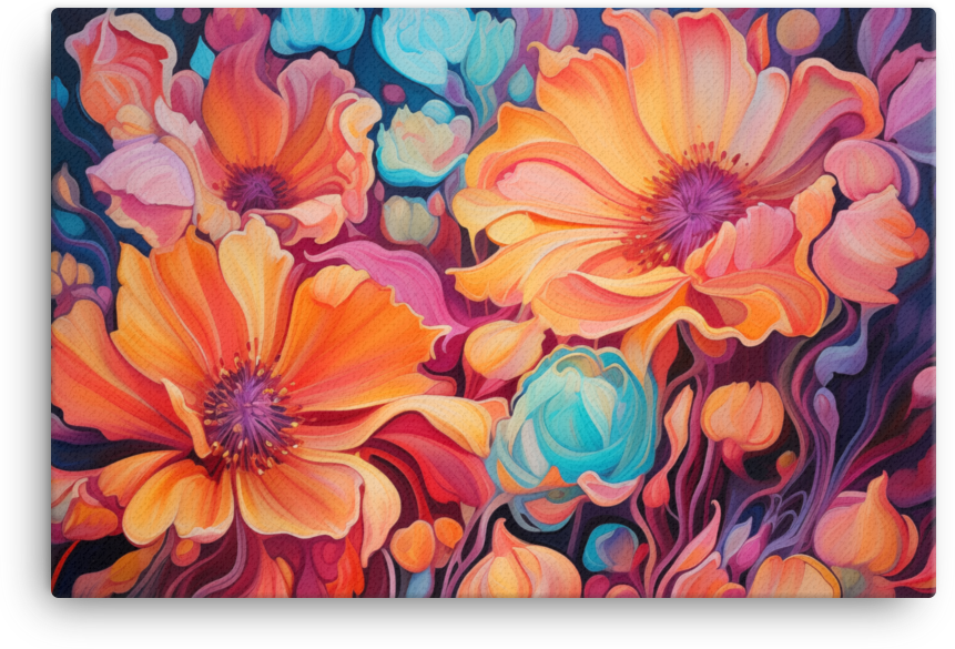 Abstract Floral Symphony in Vivid Colors Canvas