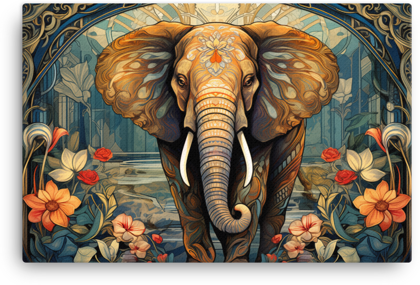 Art Nouveau Elegance Elephant Canvas Wall Art