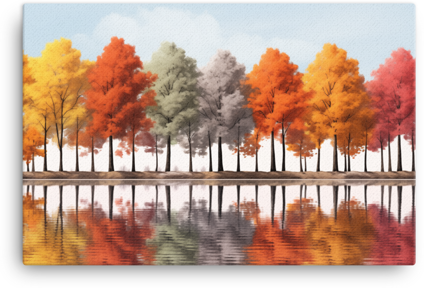 Autumn Reflections Tree Line Canvas wall art