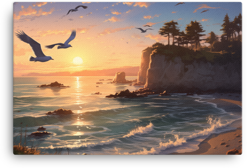 Coastal Cliffs at Golden Hour Canvas wall art