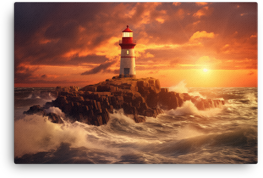 Coastal Lighthouse at Sunset Canvas wall art