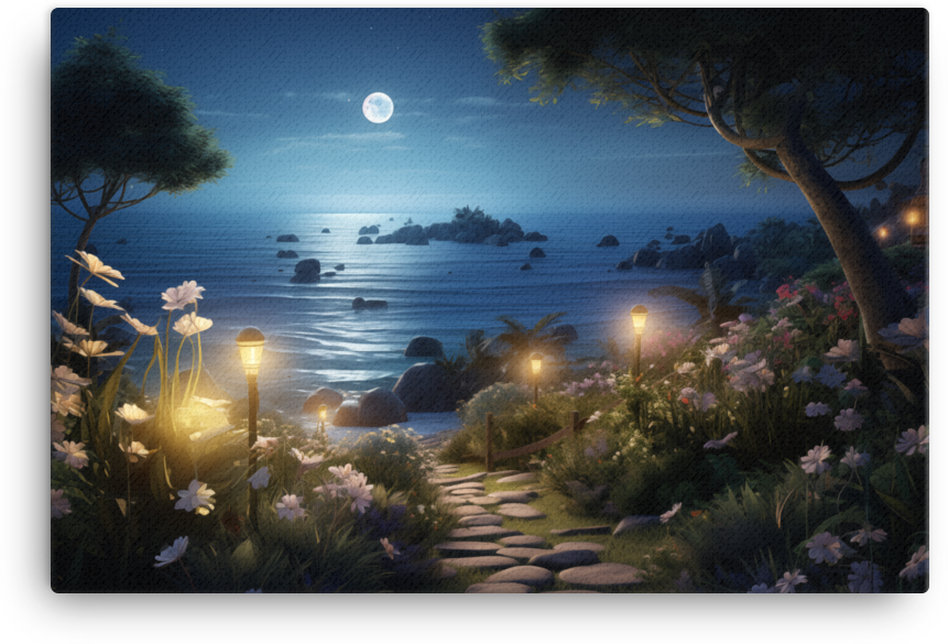 Coastal Moon Garden Canvas wall art