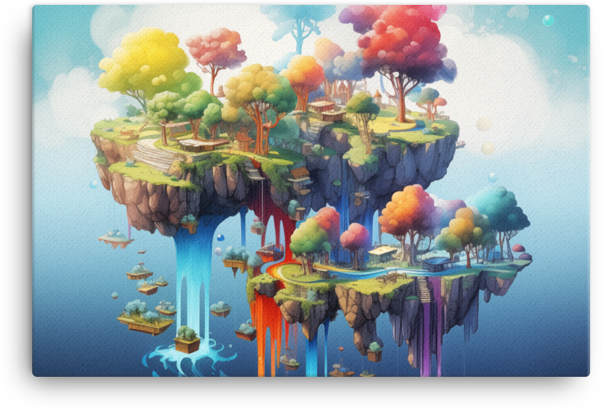 Colorful Floating Islands Canvas