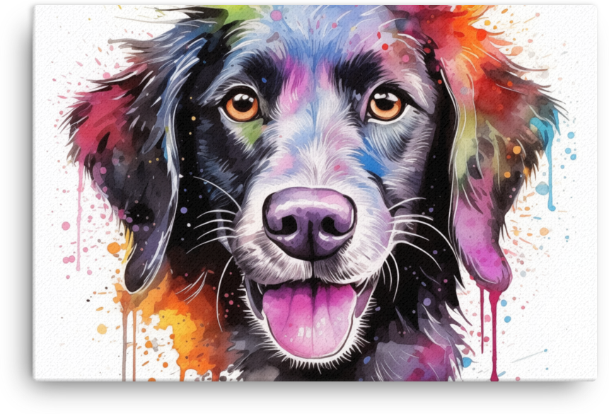 Colorful Splash Watercolor Dog Portrait Canvas