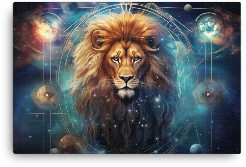 Cosmic Mane Lion Astral Canvas Wall Art