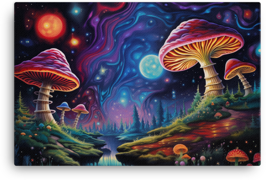 Cosmic Mushroom Valley Canvas