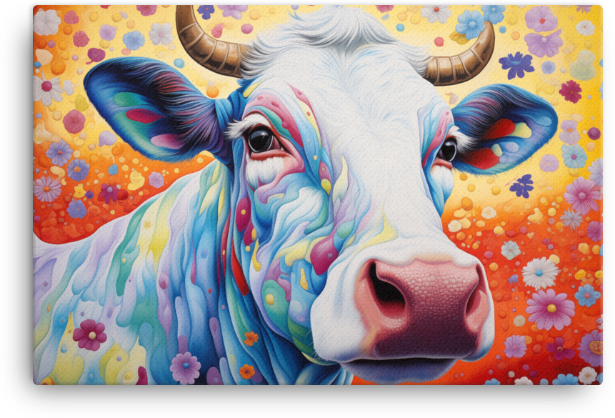 Enchanted Garden Cow Canvas Wall Art