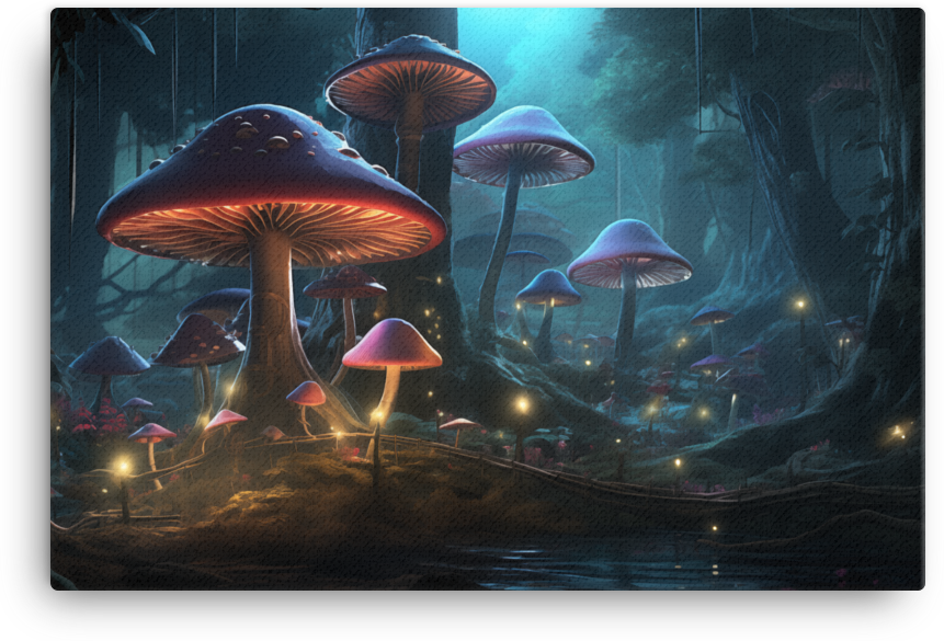 Enchanted Mushroom Forest Illumination Canvas