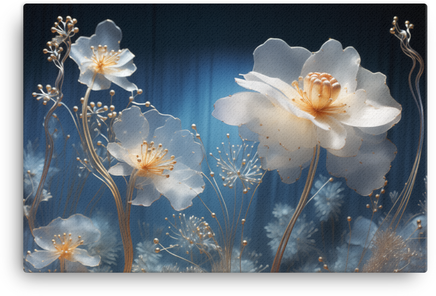 Ethereal Blue Wildflowers in Moonlight Canvas