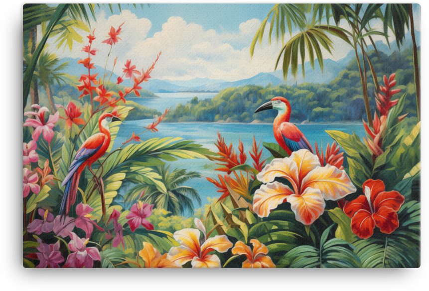 Floral Lakeside Canvas Wall Art wall art