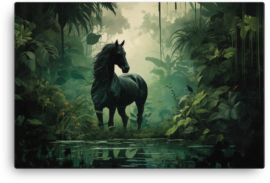 Jungle Serenity Horse Canvas Wall Art