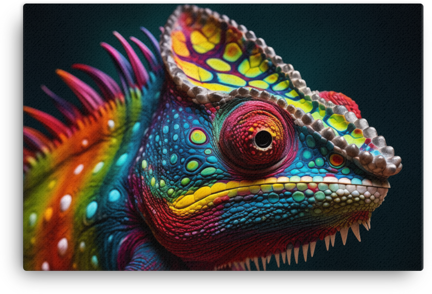 Kaleidoscopic Chameleon Encounter Canvas
