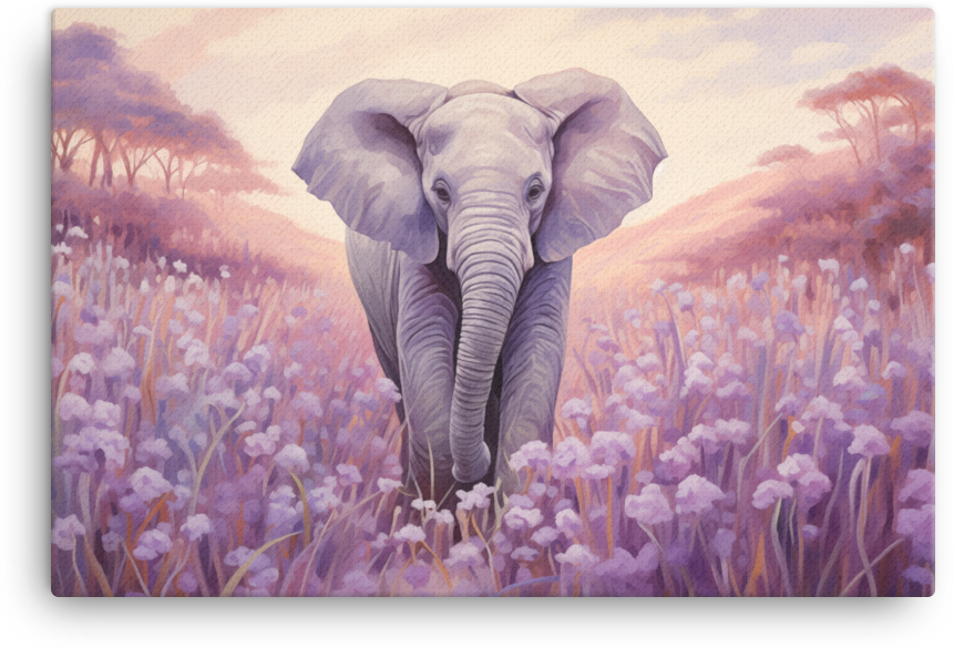 Lavender Twilight Elephant Canvas Wall Art