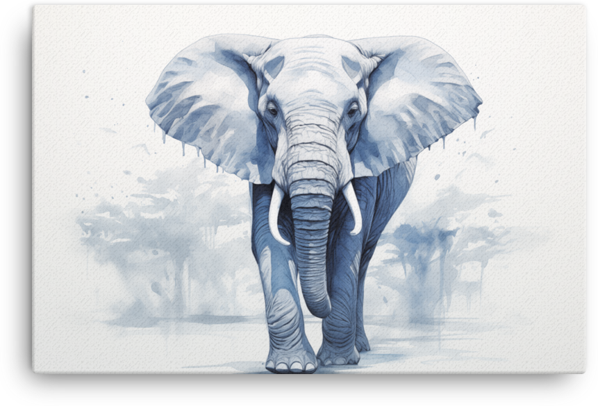 Majestic Monochrome Elephant in Mist Canvas Wall Art