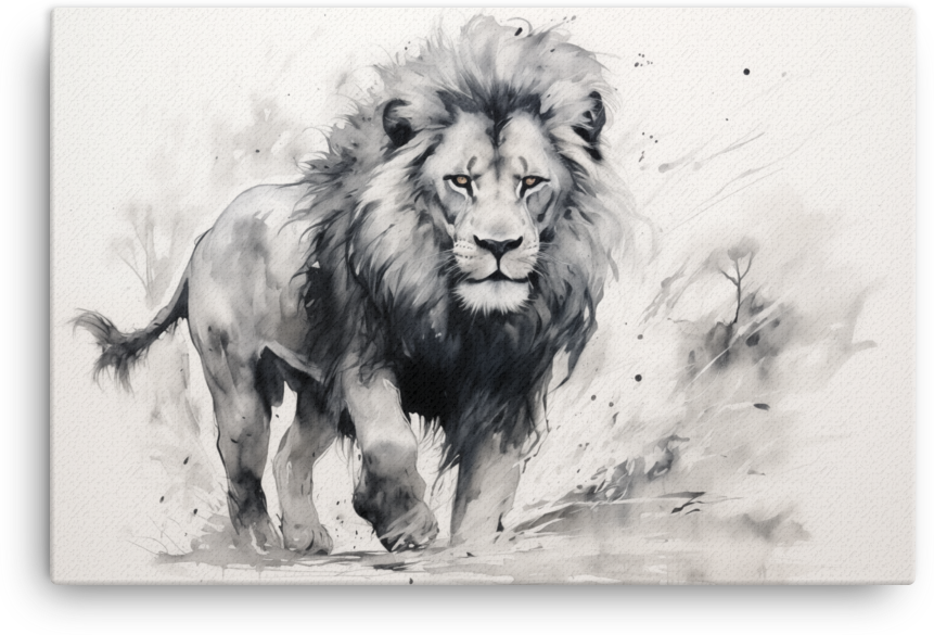 Monochrome Majesty Lion Canvas Wall Art