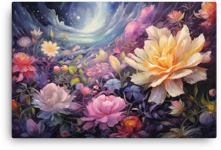 Moonlit Garden Blossoms Canvas Wall Art wall art