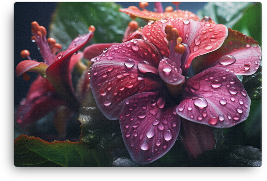 Morning Dew on Crimson Hibiscus Canvas Wall Art wall art