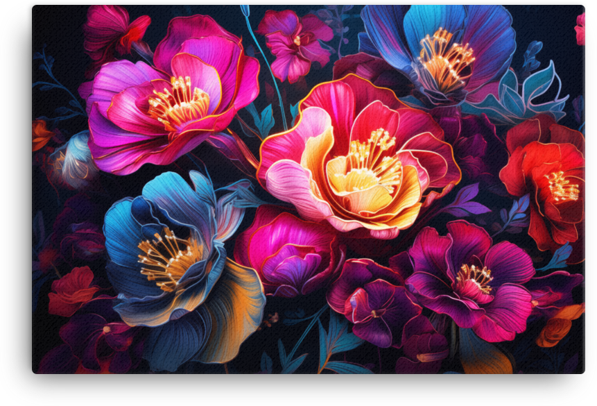 Nocturnal Floral Radiance Canvas Wall Art wall art