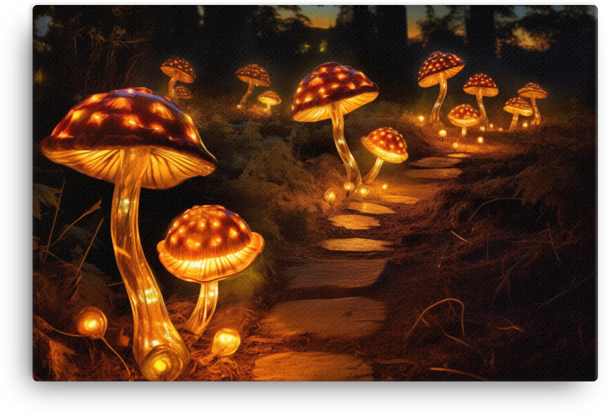 Path of Mushrooms Illuminated Canvas