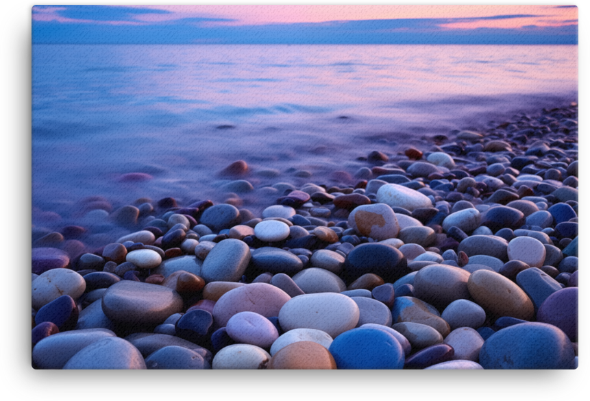 Pebbled Shore at Coastal Twilight Canvas wall art