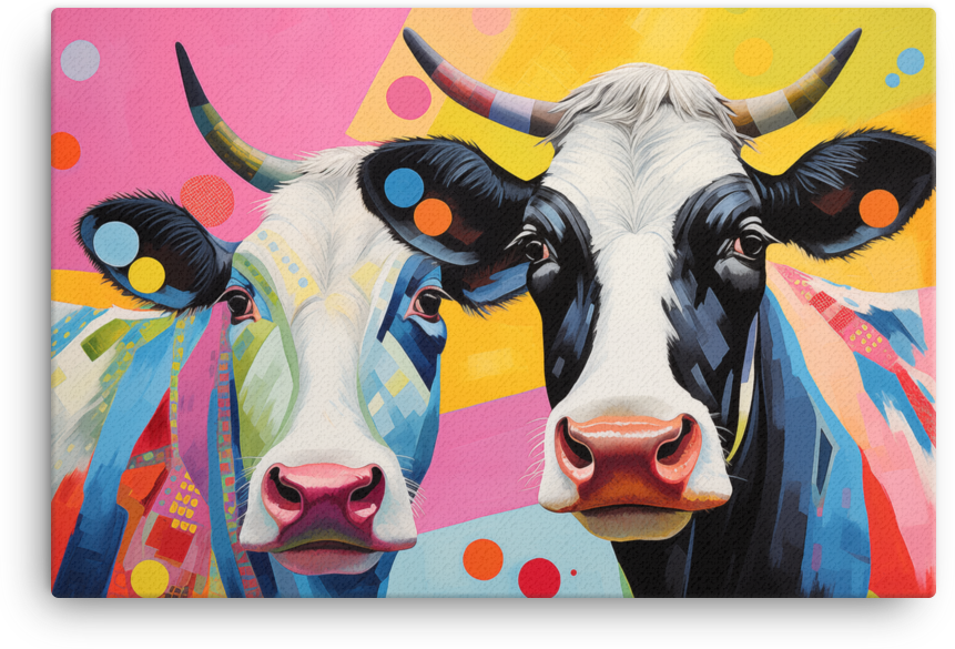 Pop Duo Cows Canvas Wall Art