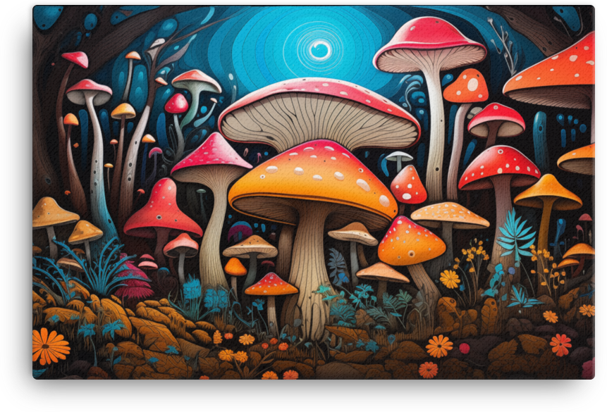 Radiant Mushroom Forest Canvas