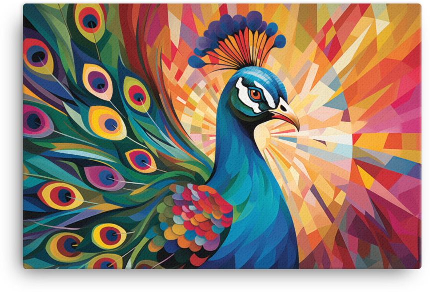 Radiant Peacock Feather Burst Canvas Wall Art