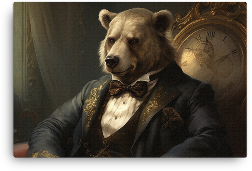 Regal Bear in Elegant Attire Canvas