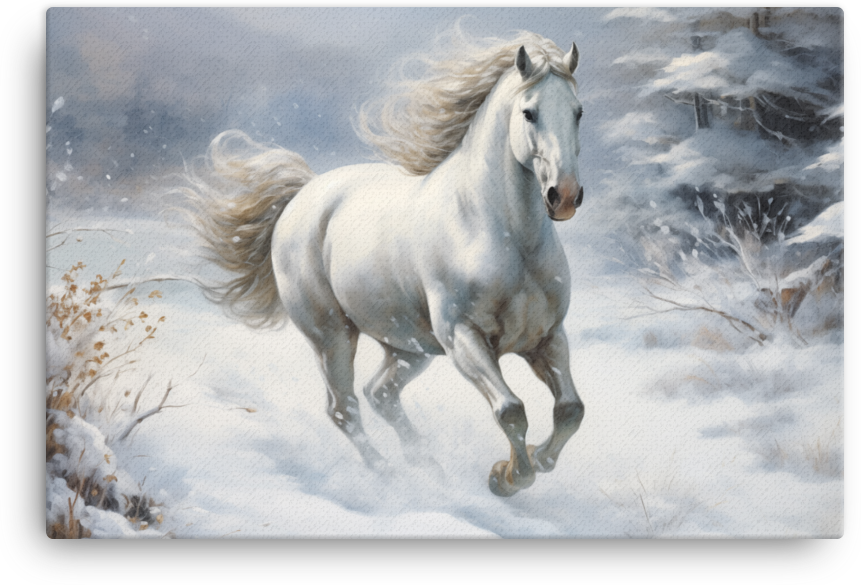 Snowbound Elegance Horse Canvas Wall Art