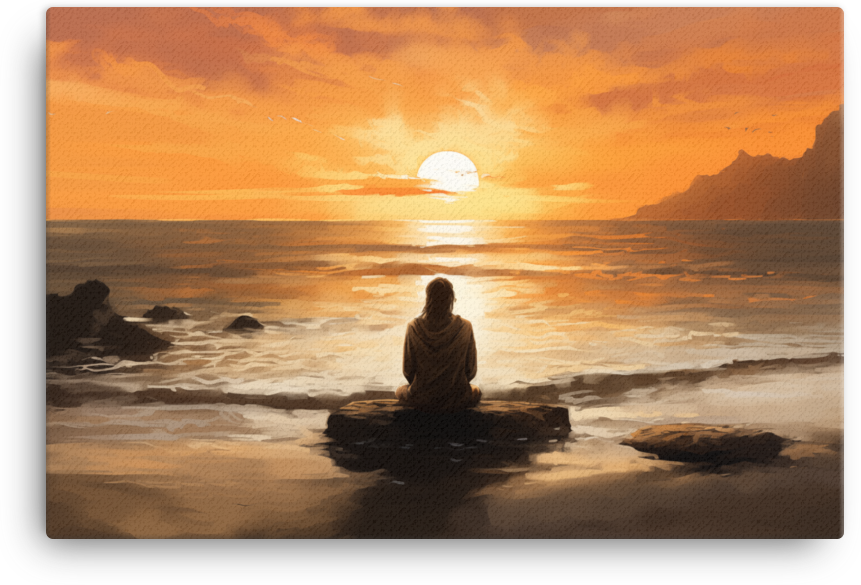 Solitude at Sunset on the Coastal Rocks Canvas wall art