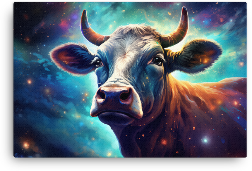 Stellar Pastures Cow Canvas Wall Art
