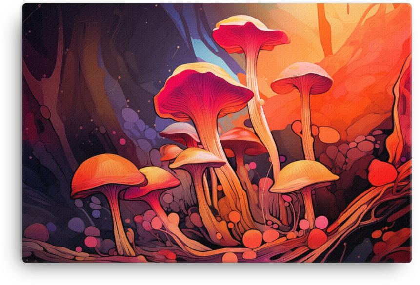 Sunset Hues Mushroom Fantasy Canvas