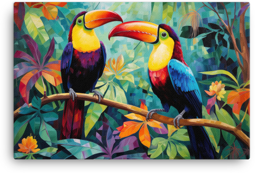 Toucan Duo in Tropical Eden Canvas Wall Art