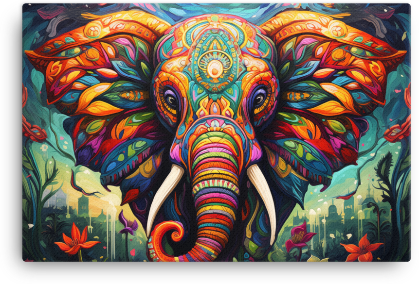 Tribal Tapestry Elephant Canvas Wall Art