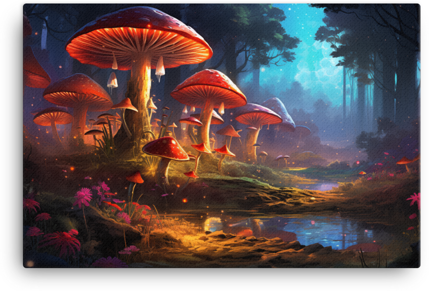 Twilight Enchantment Mushroom Canvas