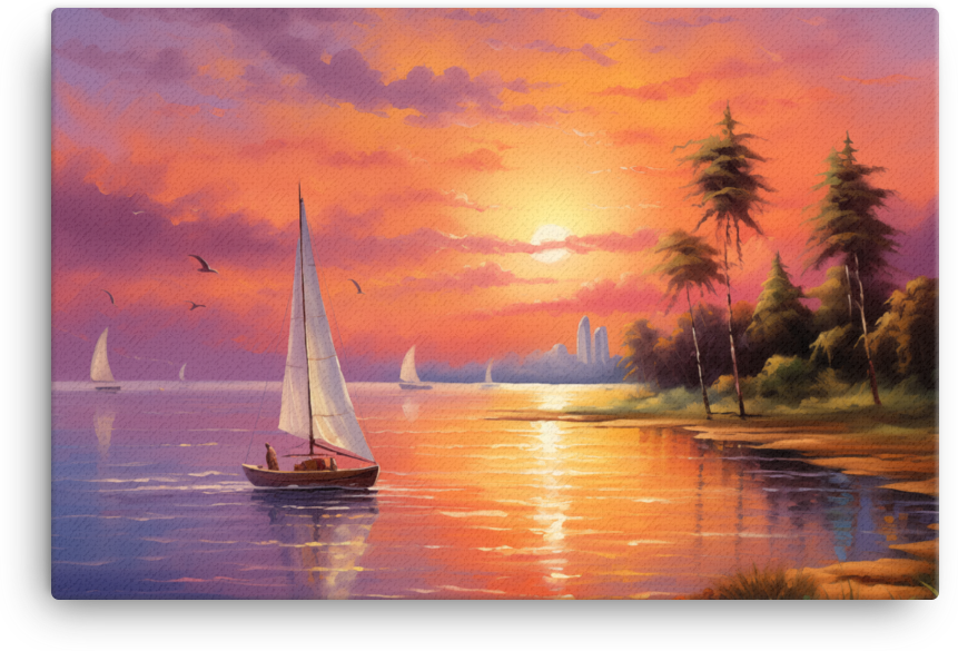 Twilight Sailing by the Coastal City Canvas wall art