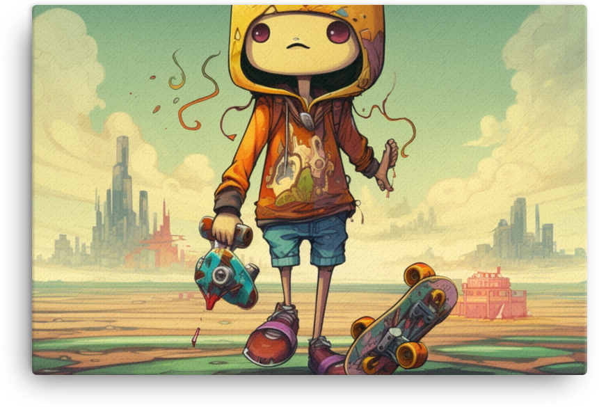 Urban Adventure Kid with Skateboard Canvas