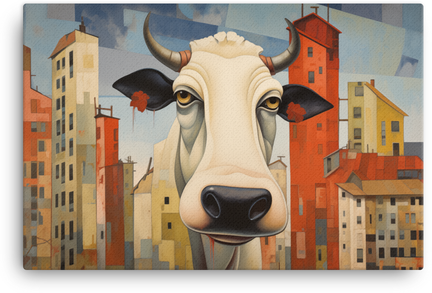 Urban Pasture Cow Canvas Wall Art