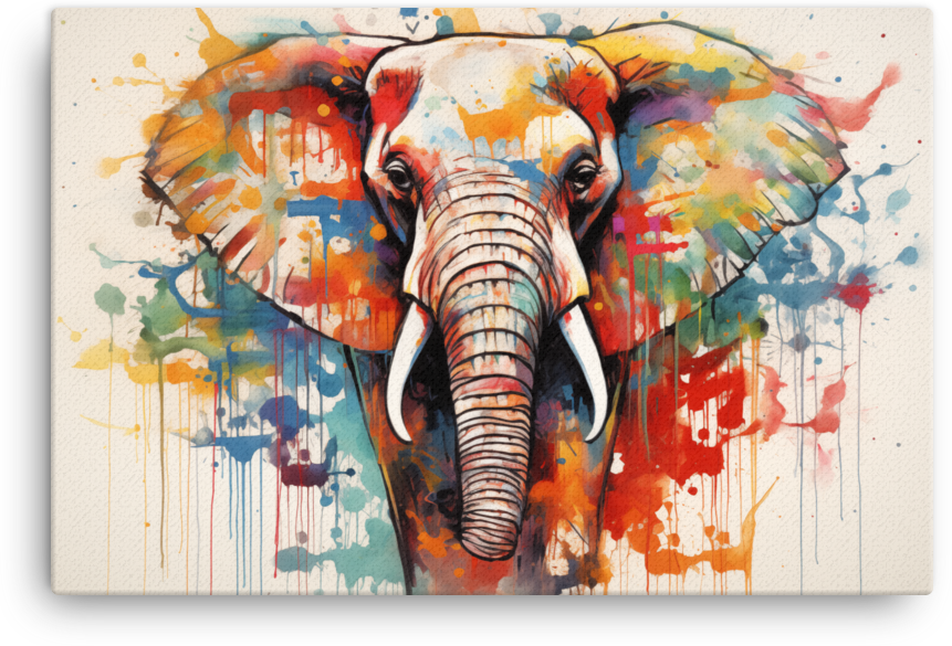 Vibrant Essence Elephant Canvas Wall Art
