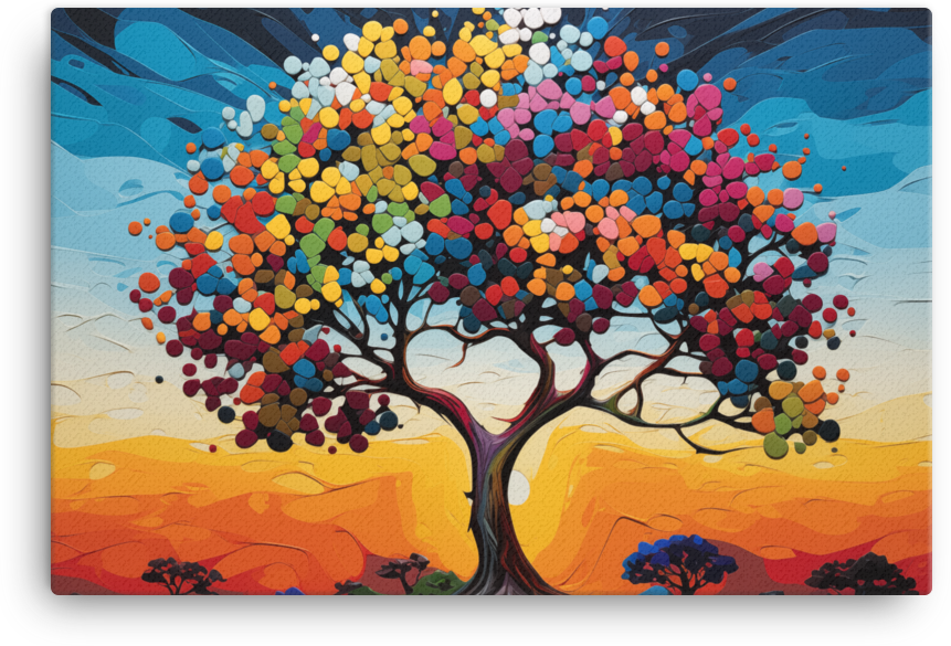 Vibrant Mosaic Tree Canvas wall art