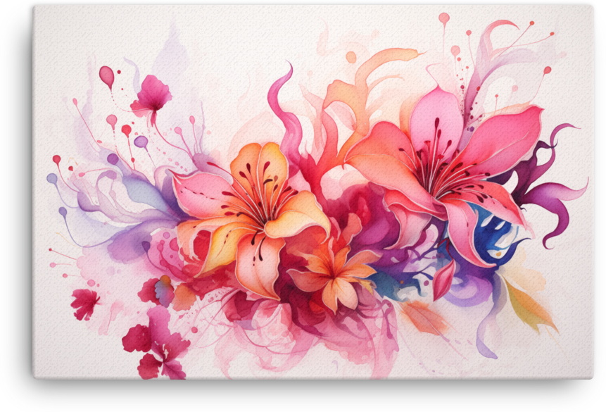 Vibrant Watercolor Floral Cascade Canvas Wall Art wall art