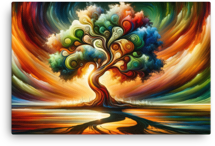 Vibrant Whirlwind of the Four Seasons Tree Canvas wall art