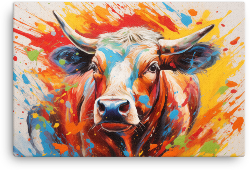 Vivid Imagination Cow Canvas Wall Art