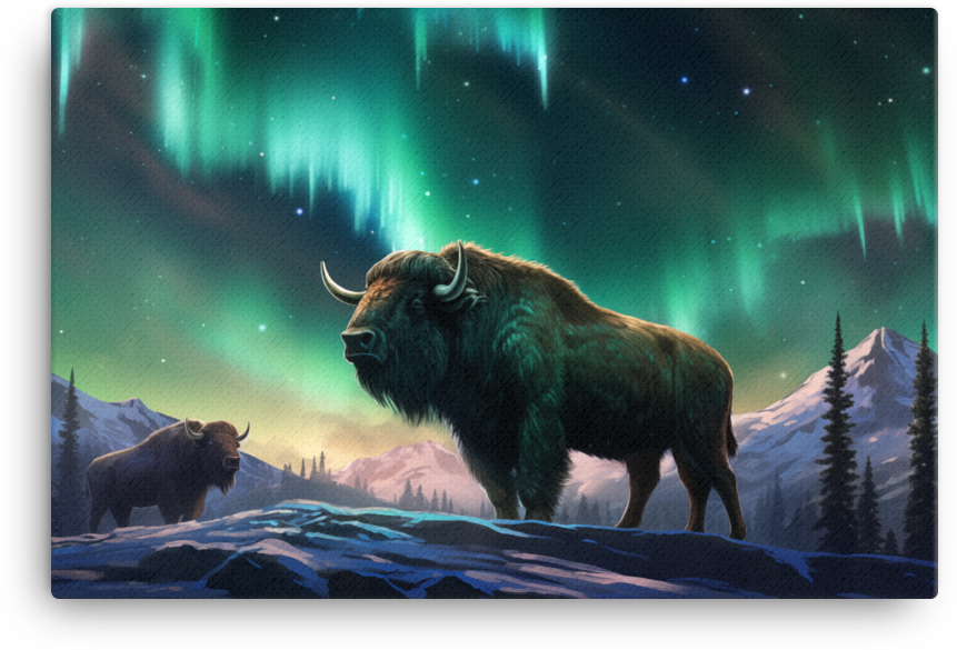 Aurora Wilderness Bison Canvas Wall Art