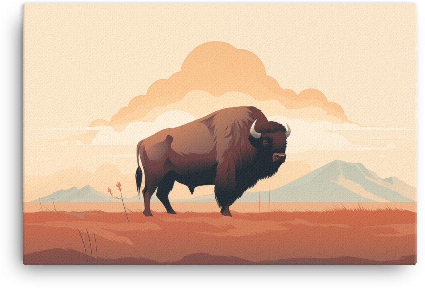 Desert Dusk Bison Canvas Wall Art
