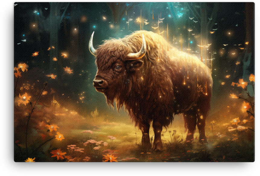 Enchanted Forest Bison Magic Canvas Wall Art