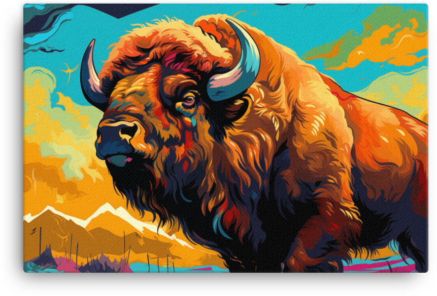 Highland Gaze Bison Canvas Wall Art