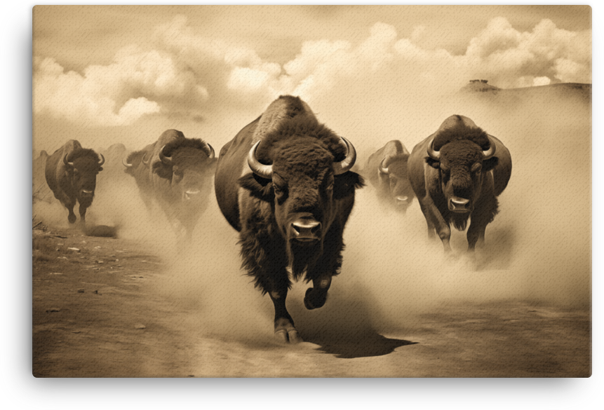 Thundering Herd Bison Canvas Wall Art