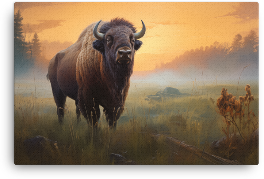 Twilight Prairie Bison Canvas Wall Art